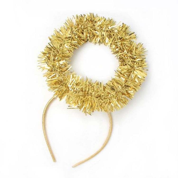Picture of 72113 CHRISTMAS GOLD TINSEL HALO ON A NARROW GLITTER BAND